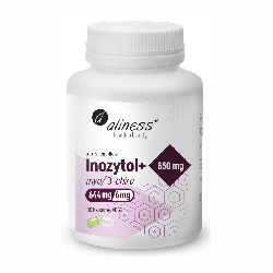 Inozytol myo/D-chiro, 650mg + B6 Aliness - Wspomaga układ nerwowy - 100 kapsułek