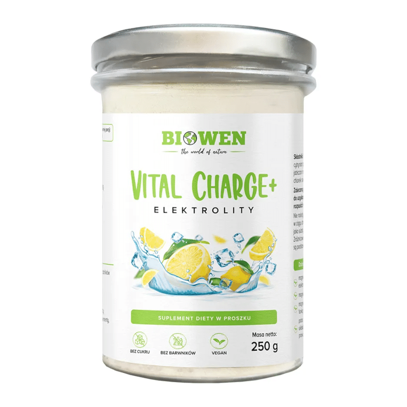Elektrolity Vital Charge+ Biowen - 250 g o smaku malinowym i cytrynowym