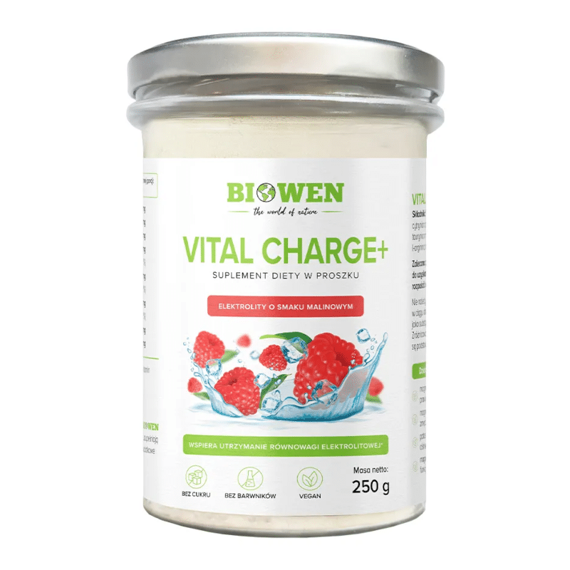 Elektrolity Vital Charge+ Biowen - 250 g o smaku malinowym i cytrynowym