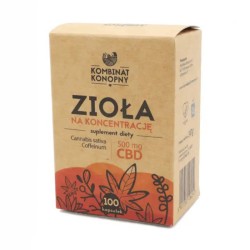 Zioła na koncentrację Kombinat Konopny - 5 mg CBD - 100 kapsułek