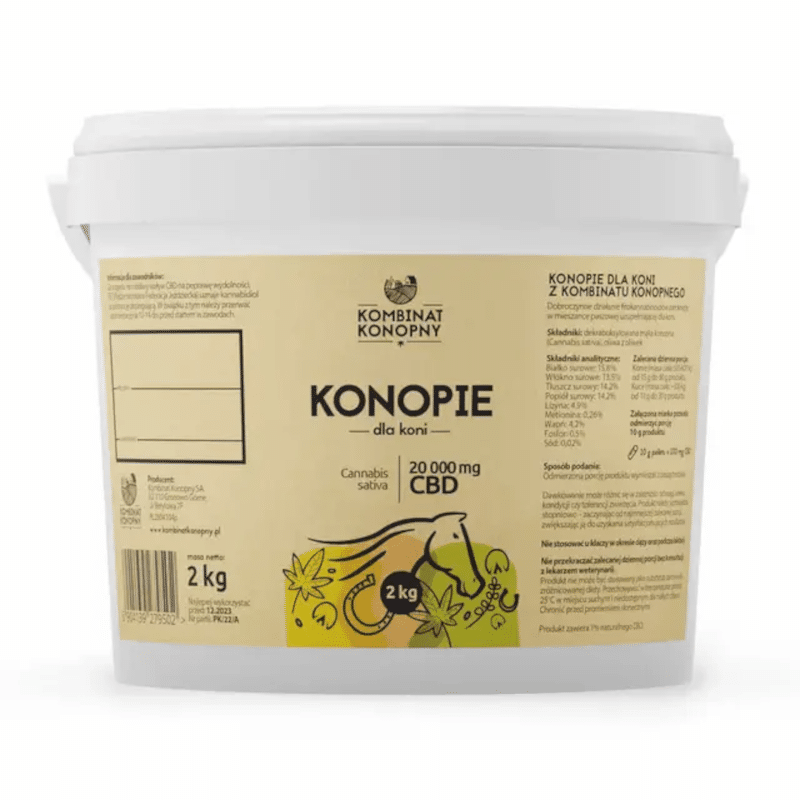 Konopie dla koni Kombinat Konopny - Mieszanka paszowa uzupełniająca z CBD 20 000 mg - 2 kg