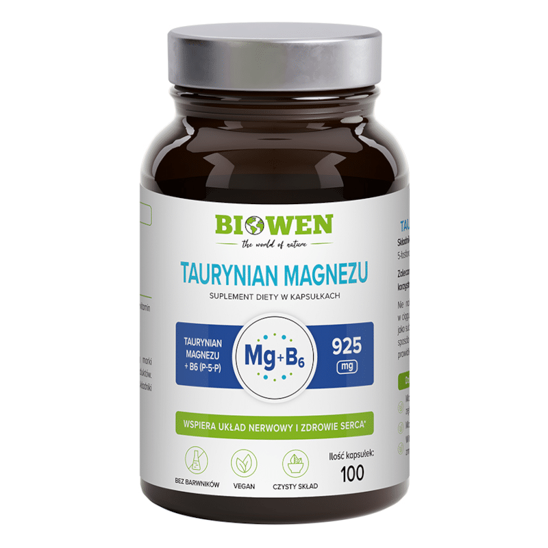 Taurynian magnezu Biowen - Z witaminą B6 - 100 kapsułek