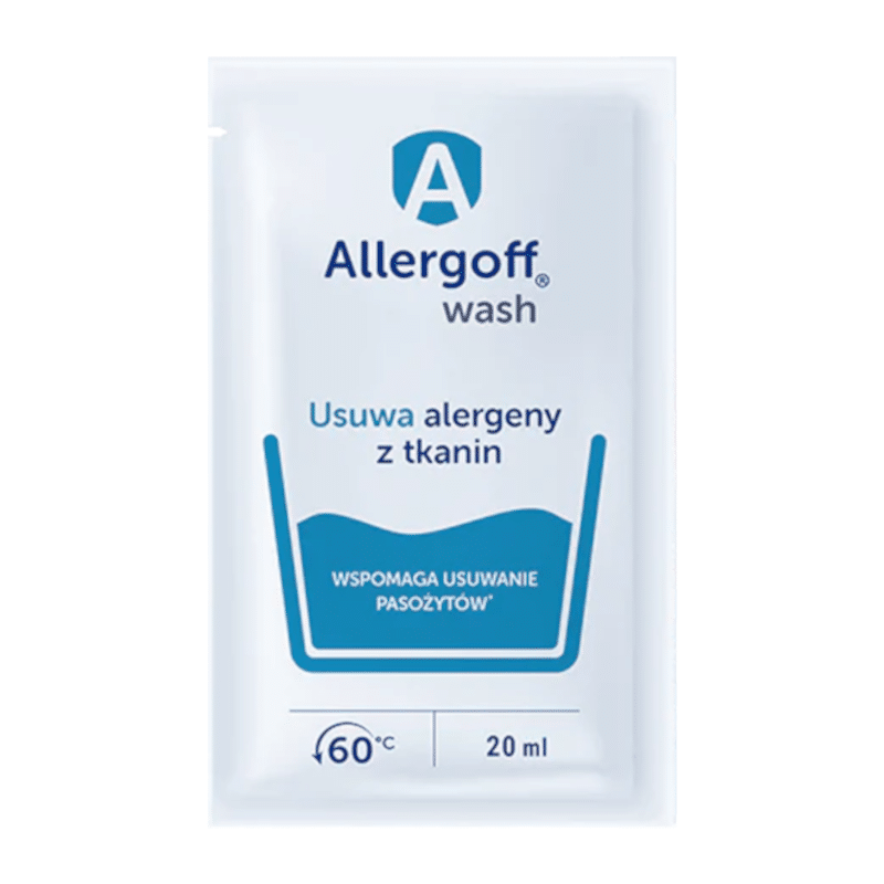 Allergof Wash - Wspomaga usuwanie pasożytów i alergenów z tkanin - 1 saszetka 20 ml