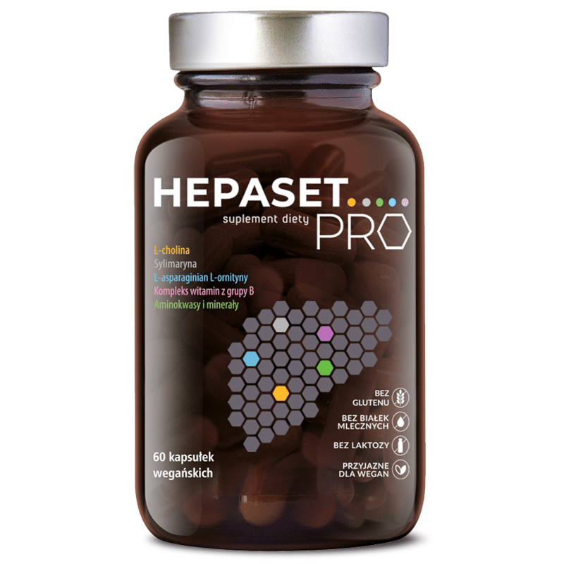 Hepaset PRO Norsa Pharma - Prawidłowe funkcjonowanie wątroby, kompleks 14 składników aktywnych - 60 kapsułek