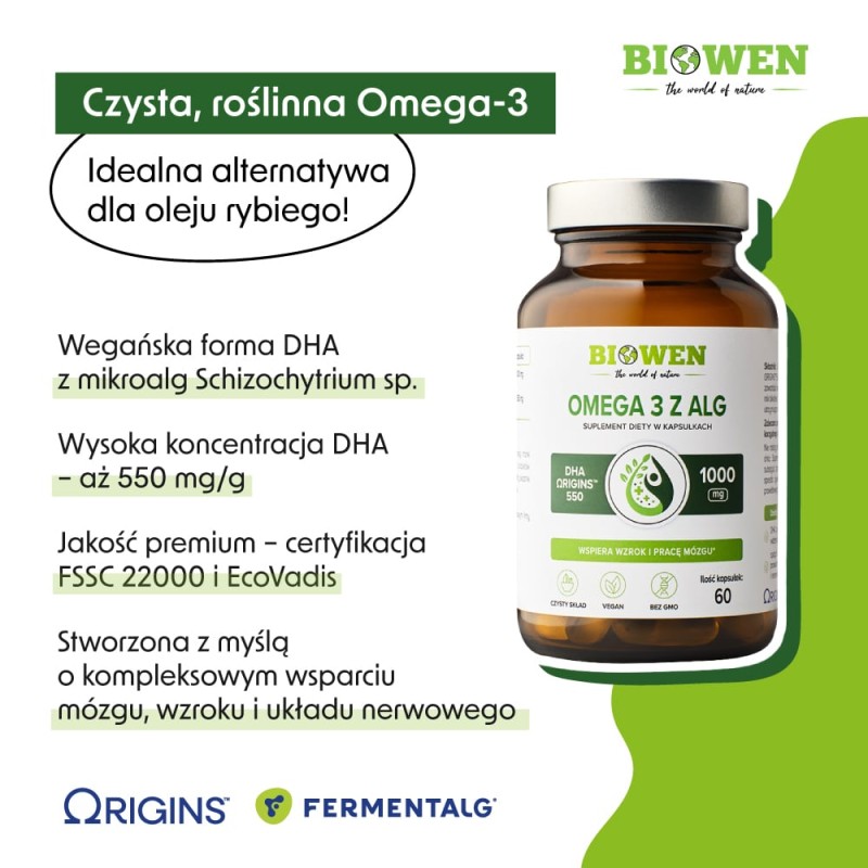 Omega 3 z ALG Biowen - Wspiera wzrok i pracę mózgu - 60 kapsułek