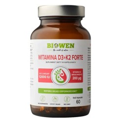 Witamina D3+K2 Forte 12 000 IU Biowen – Wsparcie odporności – 60 kapsułek