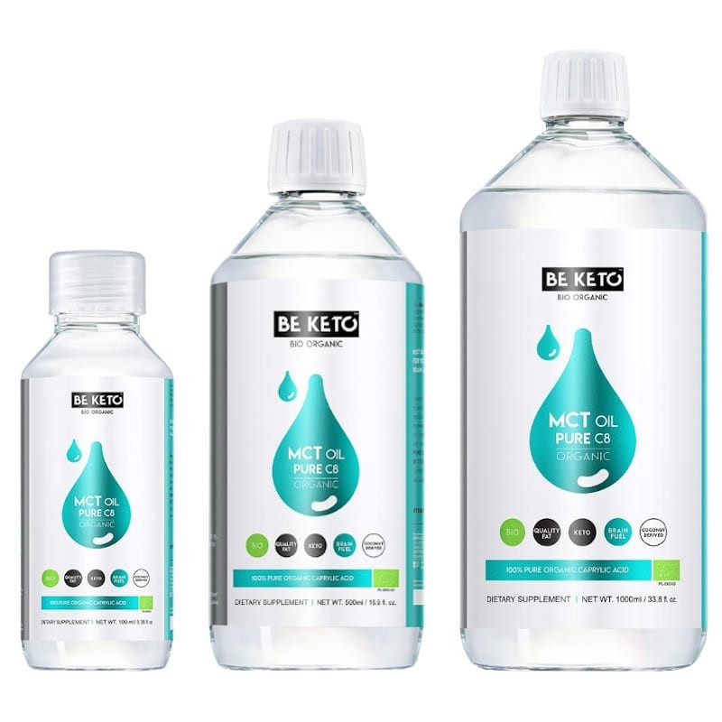 Olej MCT 100% C8 BeKeto - Podstawa diety ketogenicznej - 100, 500 lub 1000 ml
