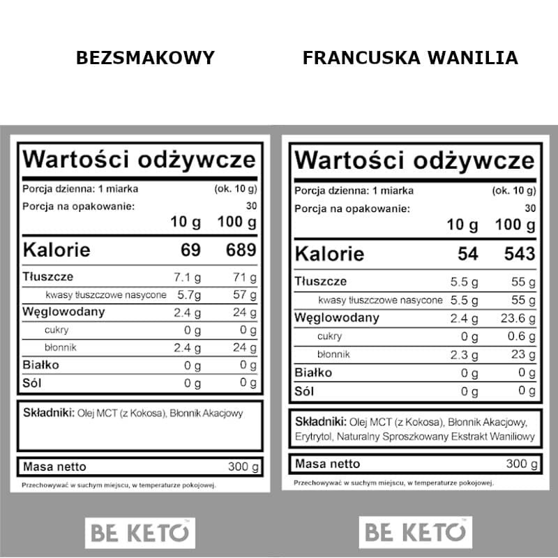 Olej MCT BeKeto w proszku 300 g - Różne smaki