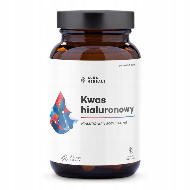 Aura Herbals Kwas hialuronowy 200mg - Wsparcie dla skóry i stawów - 60 kapsułek