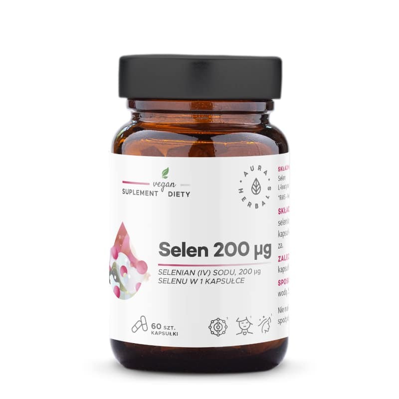 Aura Herbals Selen 200 µg - wsparcie odporności i pracy tarczycy - 60 kapsułek
