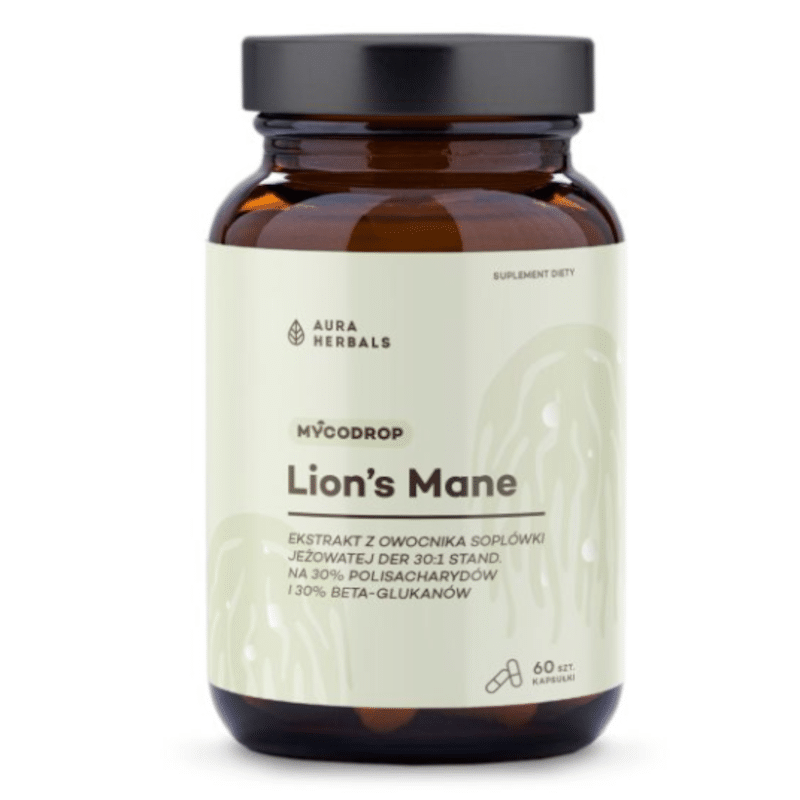 Aura Herbals Mycodrop Lion's Mane - na koncentrację i odporność - 60 kapsułek