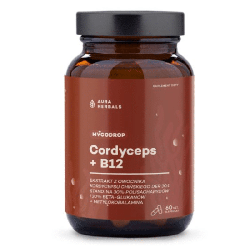 Aura Herbals Mycodrop Cordyceps + B12 - wsparcie zdrowia i energii - 60 kapsułek