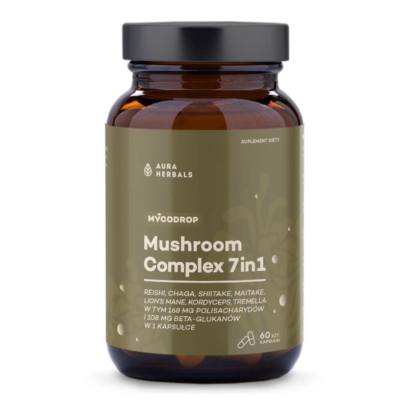 Aura Herbals Mycodrop Mushroom Complex 7w1 - naturalne wsparcie organizmu - 60 kapsułek