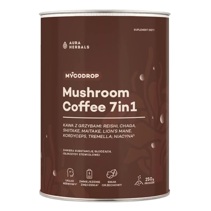 Kawa z grzybami Aura Herbals Mycodrop Mushroom Coffee 7 in 1 - 250g