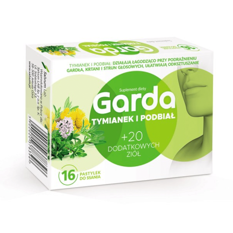 Garda Tymianek i Podbiał 67,5 mg Salvum Lab - Naturalne wsparcie dla gardła i dróg oddechowych - 16 pastylek