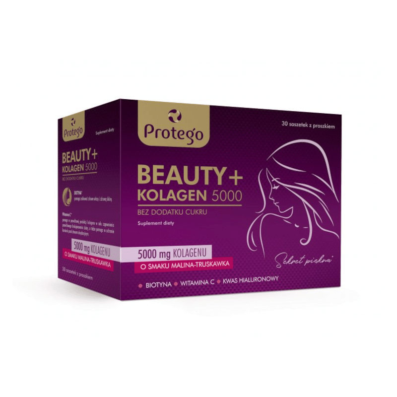 Protego Beauty Kolagen 5000 mg Salvum Lab - Kolagen wołowy dla opóźnienia procesu starzenia skóry - 30 saszetek