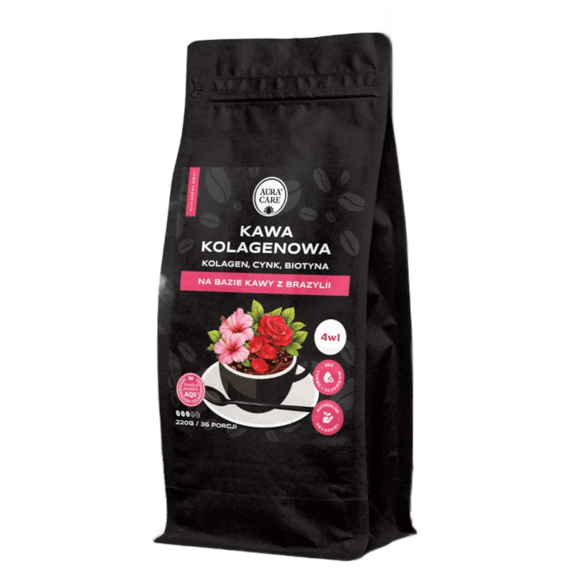 Kawa kolagenowa Aura Care - Połączenie aromatycznej kawy i wsparcia dla skóry, włosów oraz paznokci - 36 porcji 220 gram