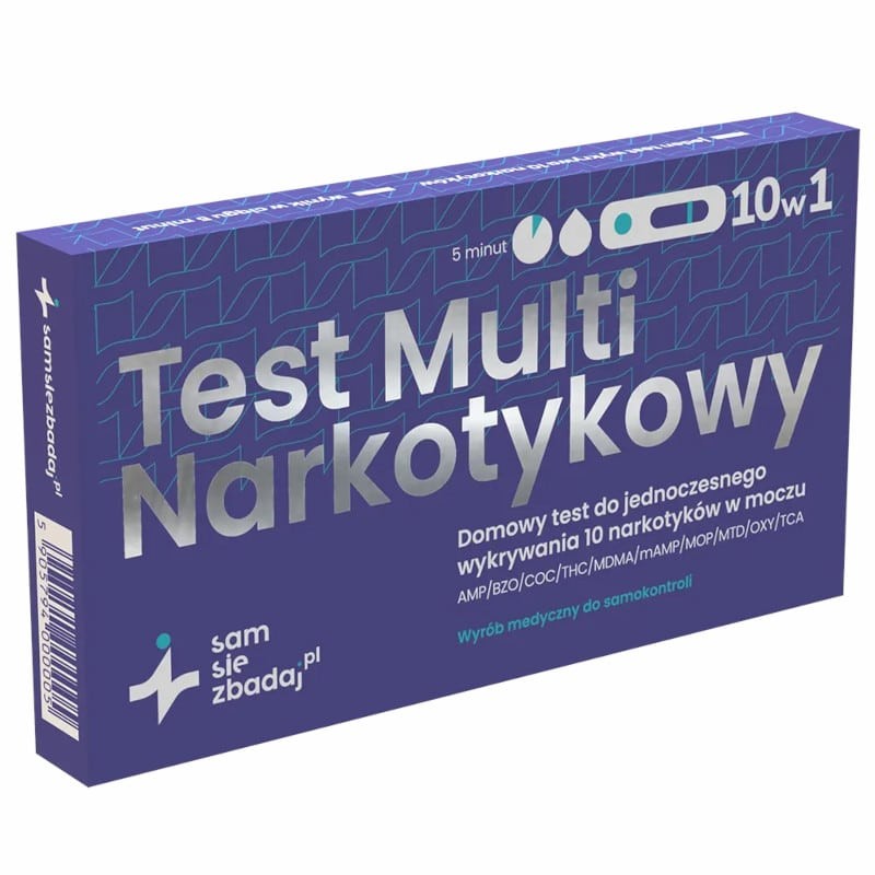 Test narkotykowy 10 w 1 z moczu Sam Się Zbadaj - Kompleksowe badanie na obecność 10 substancji psychoaktywnych