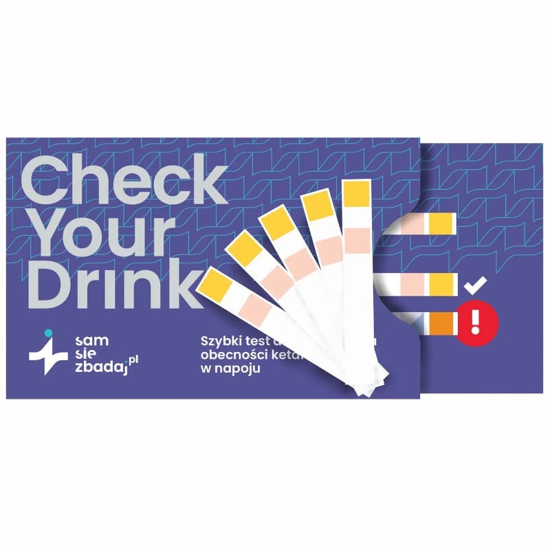 Test na pigułkę gwałtu w drinku Sam Się Zbadaj Check Your Drink - Szybka ochrona Twojego bezpieczeństwa