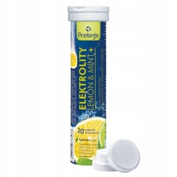 Elektrolity musujące Salvum Protego Elektrolity Lemon&Mint+ - Pomoc w nawodnieniu organizmu - 20 tabletek