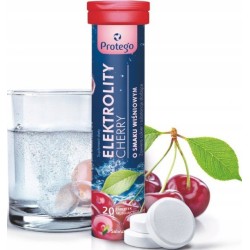 Elektrolity w tabletkach musujących Salvum Protego Cherry smak wiśniowy - Wsparcie nawodnienia organizmu - 20 tabletek
