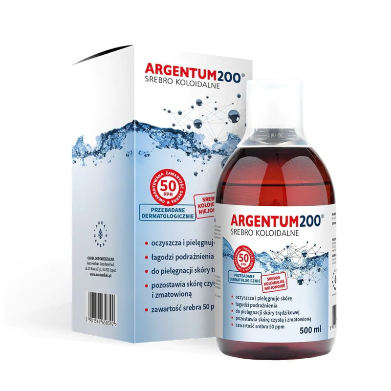 Argentum 200 50 ppm Srebro Koloidalne Aura Herbals - Panda