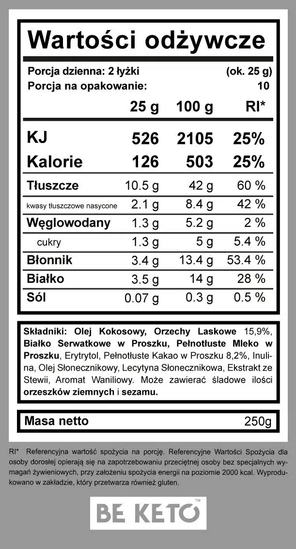 Keto Krem z Olejem MCT BeKeto - Różne Smaki 250 g - obrazek 15