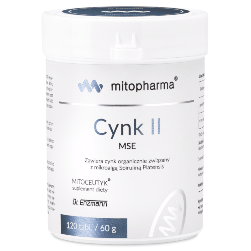 Cynk dwuwartościowy MSE Mitopharma - Wsparcie układu odpornościowego i zdrowia skóry - 120 tabletek