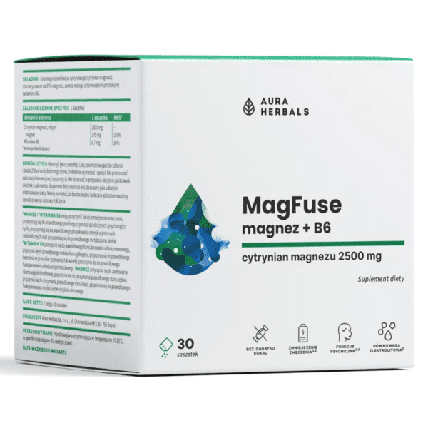Magnez z witaminą B6 MagFuse Aura Herbals - 30 saszetek