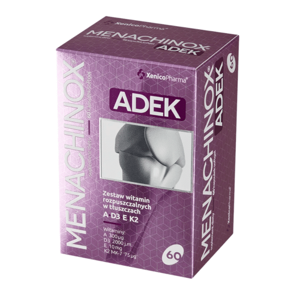 Menachinox ADEK Xenico Pharma - Witaminy A, D3, E i K2 MK-7 - 60 kapsułek