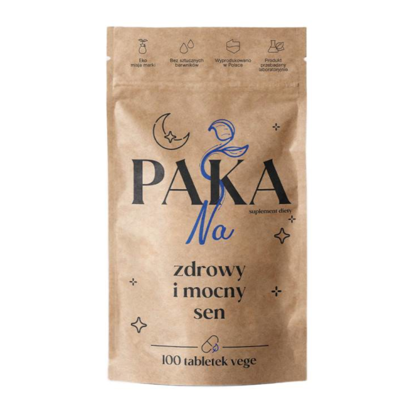 Na zdrowy i mocny sen Paka Natury - Melatonina + Ashwagandha - 100 tabletek vege