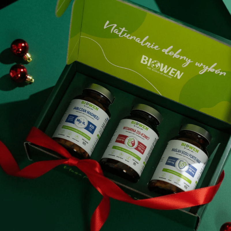 Zestaw prezentowy Na Odporność Biowen - Witamina D3+K2, Maślan Sodu Forte Max oraz Jabłczan Magnezu z witaminą B6 - obrazek 3
