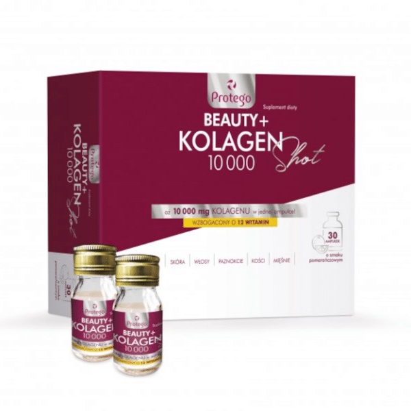 Protego Beauty Kolagen 10.000 Shot Salvum Lab – Płynny kolagen z kompleksem 12 witamin - 30 ampułek